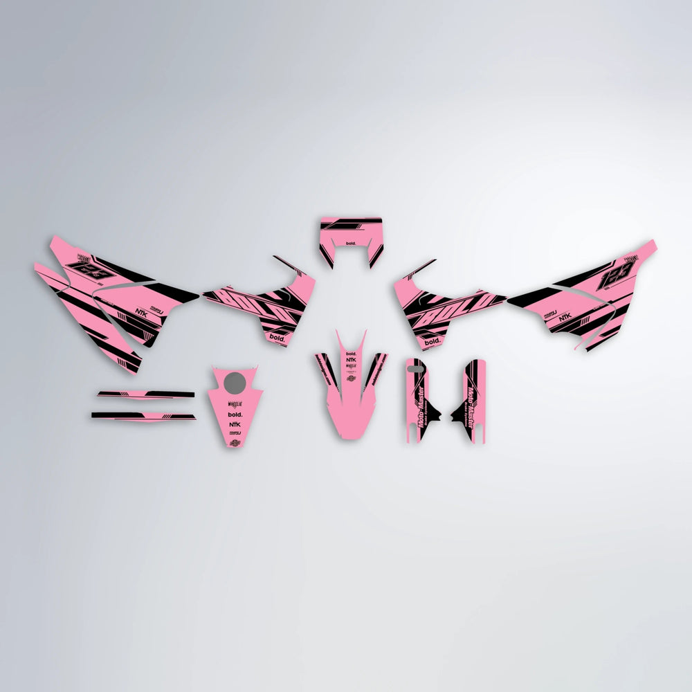 NTK V3 Husqvarna 701 graphics kit parts layout in Sakura Pink