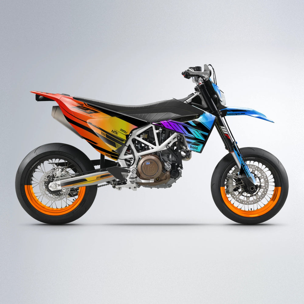 NTK V3 Husqvarna 701 supermoto graphics kit in Sunset Fade