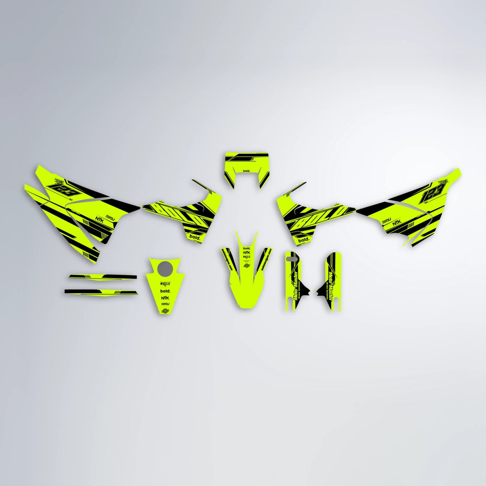 NTK V3 Husqvarna 701 graphics kit parts layout in Yellow