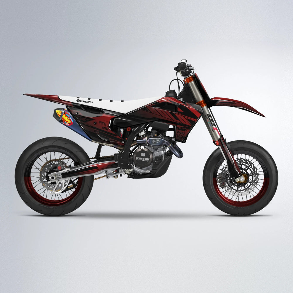 NTK V3 Husqvarna FE/TE supermoto graphics kit in Black & Red