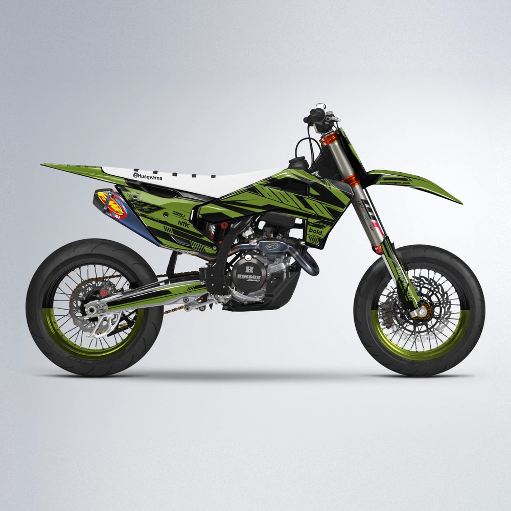 NTK V3 Husqvarna FE/TE supermoto graphics kit in Olive