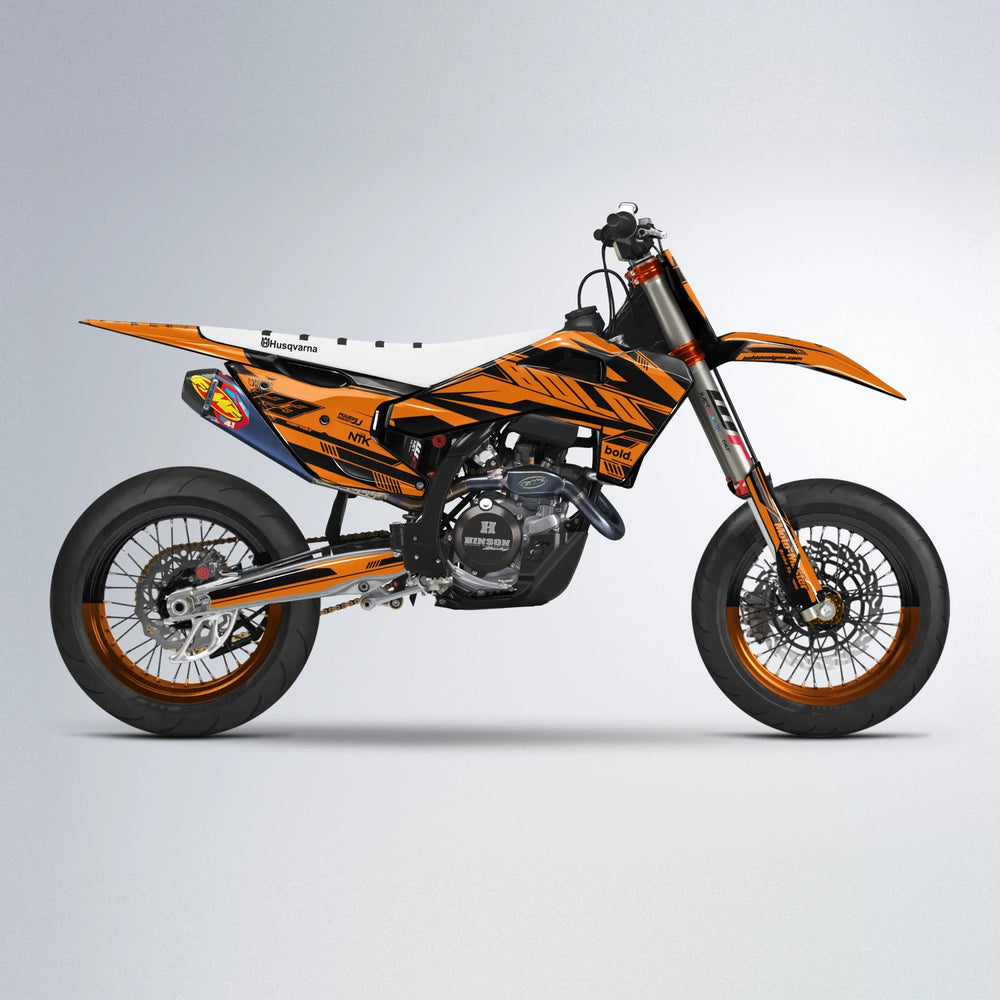 NTK V3 Husqvarna FE/TE supermoto graphics kit in Orange