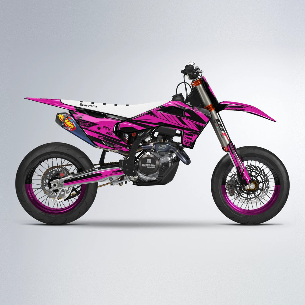 NTK V3 Husqvarna FE/TE supermoto graphics kit in Pink