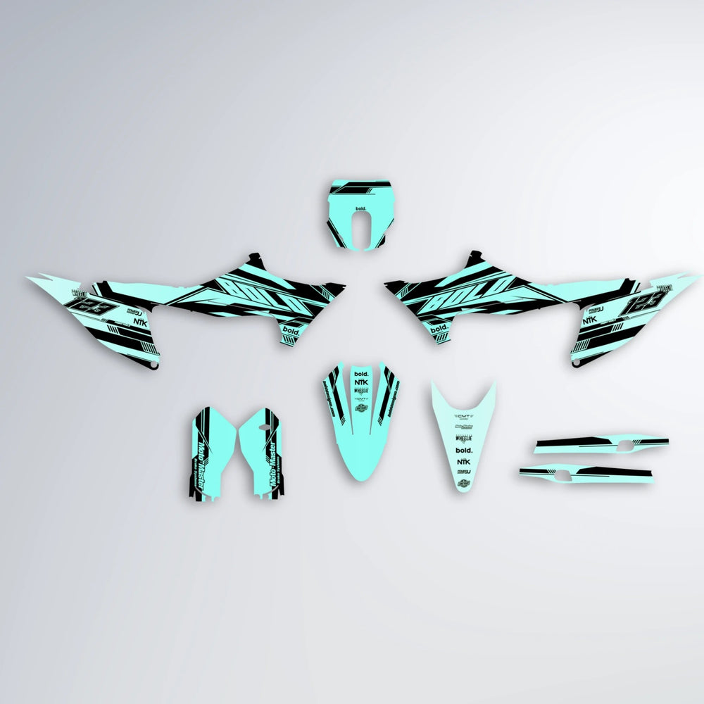 NTK V3 Stark Varg MX graphics kit parts layout in Mint