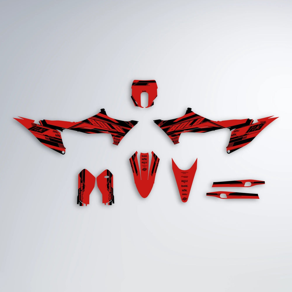 NTK V3 Stark Varg MX graphics kit parts layout in Red