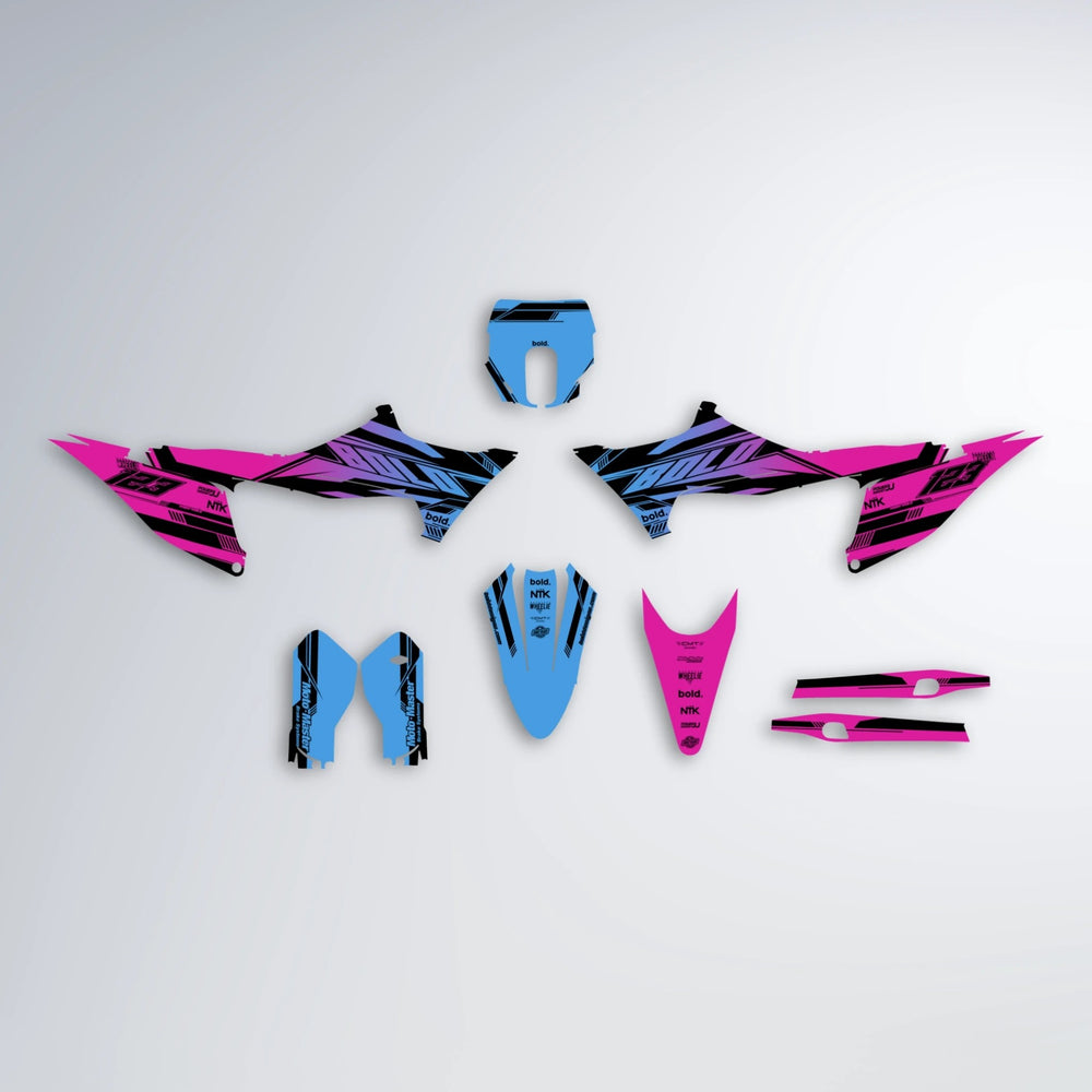 NTK V3 Stark Varg SM graphics kit parts layout in Pink & Light Blue