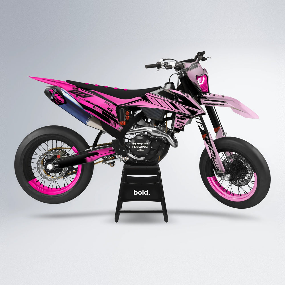 NTK V3 supermoto graphics kit in Flamingo