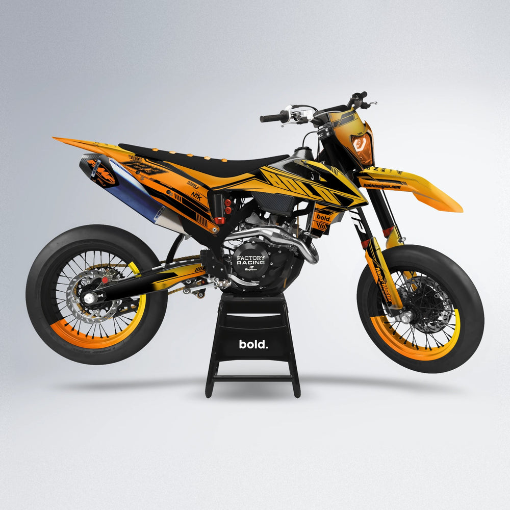 NTK V3 supermoto graphics kit in Orange & Yellow