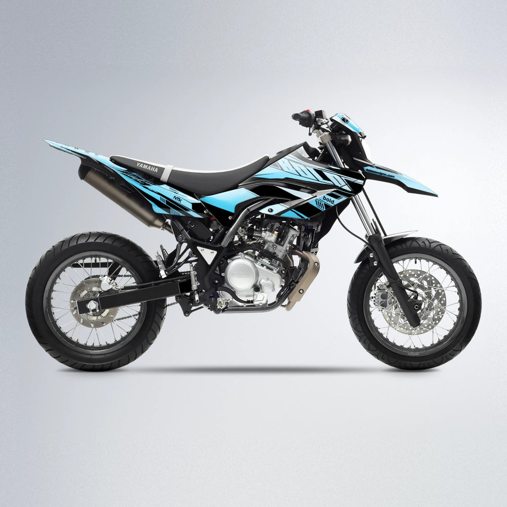 NTK V3 Yamaha WR 125X supermoto graphics kit in Light Blue & White