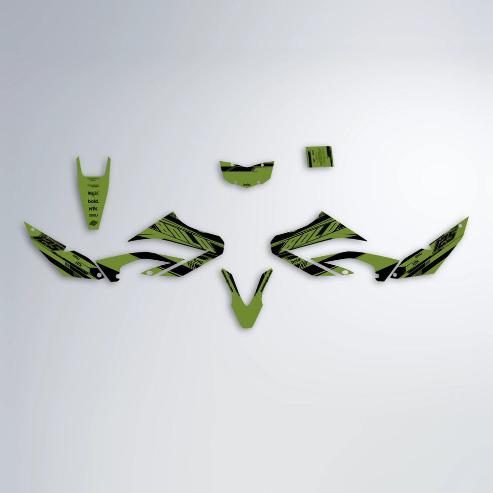 NTK V3 Yamaha WR 125X graphics kit parts layout in Olive