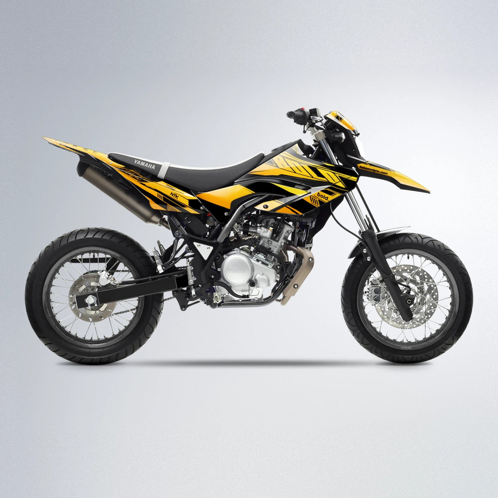 NTK V3 Yamaha WR 125X supermoto graphics kit in Orange & Yellow