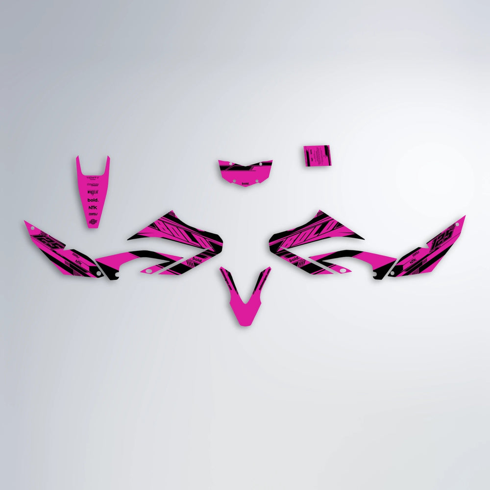 NTK V3 Yamaha WR 125X graphics kit parts layout in Pink