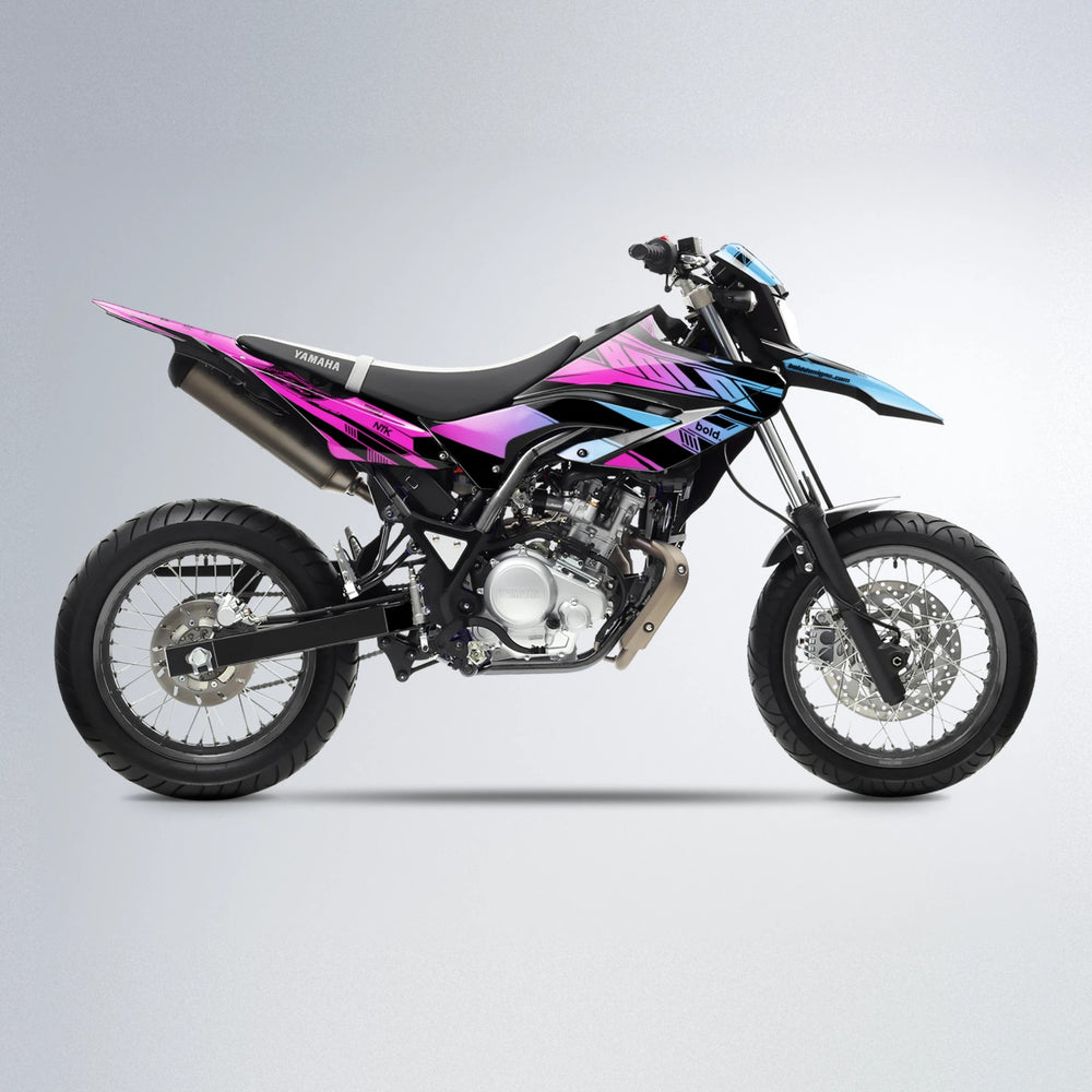 NTK V3 Yamaha WR 125X supermoto graphics kit in Pink & Light Blue