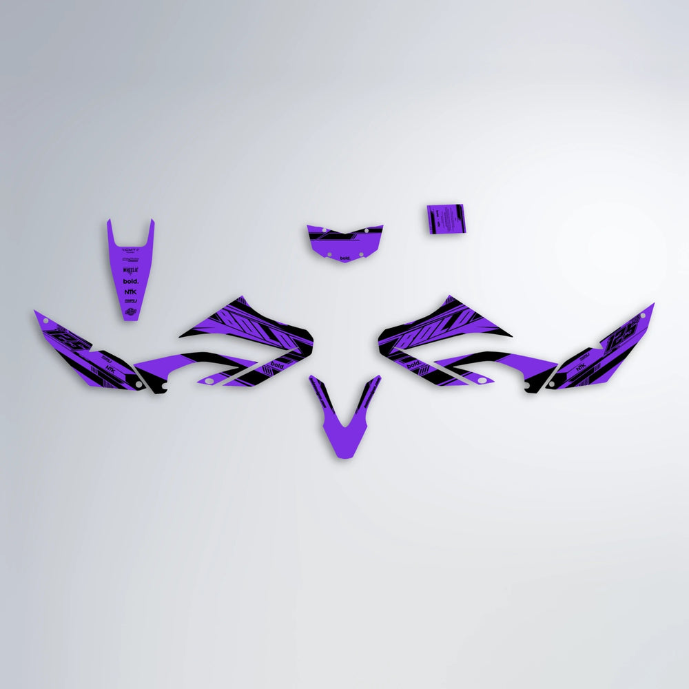 NTK V3 Yamaha WR 125X graphics kit parts layout in Purple
