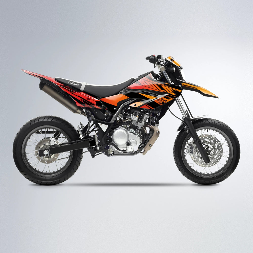 NTK V3 Yamaha WR 125X supermoto graphics kit in Red & Orange