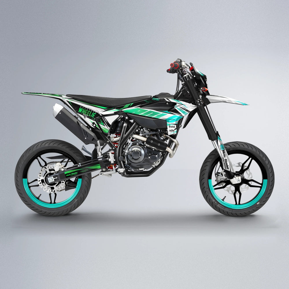 NTK V4 Beta supermoto graphics kit in Cyan & Green