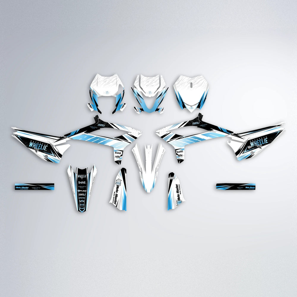NTK V4 Beta graphics kit parts layout in Light Blue & White