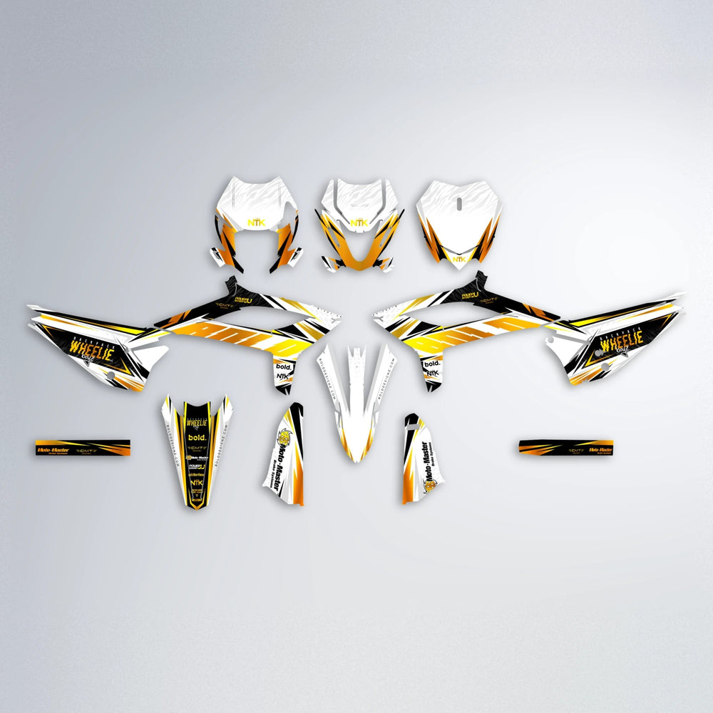 NTK V4 Beta graphics kit parts layout in Orange & Yellow