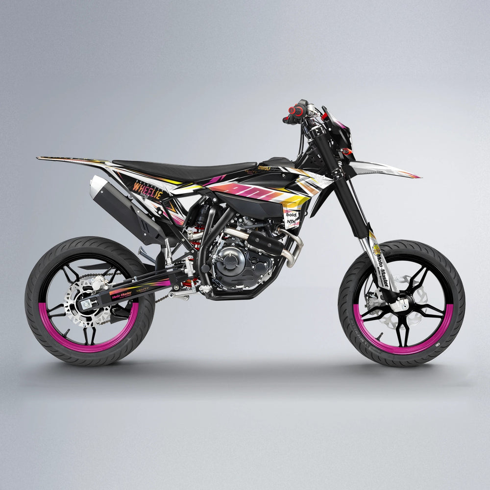 NTK V4 Beta supermoto graphics kit in Pink & Yellow
