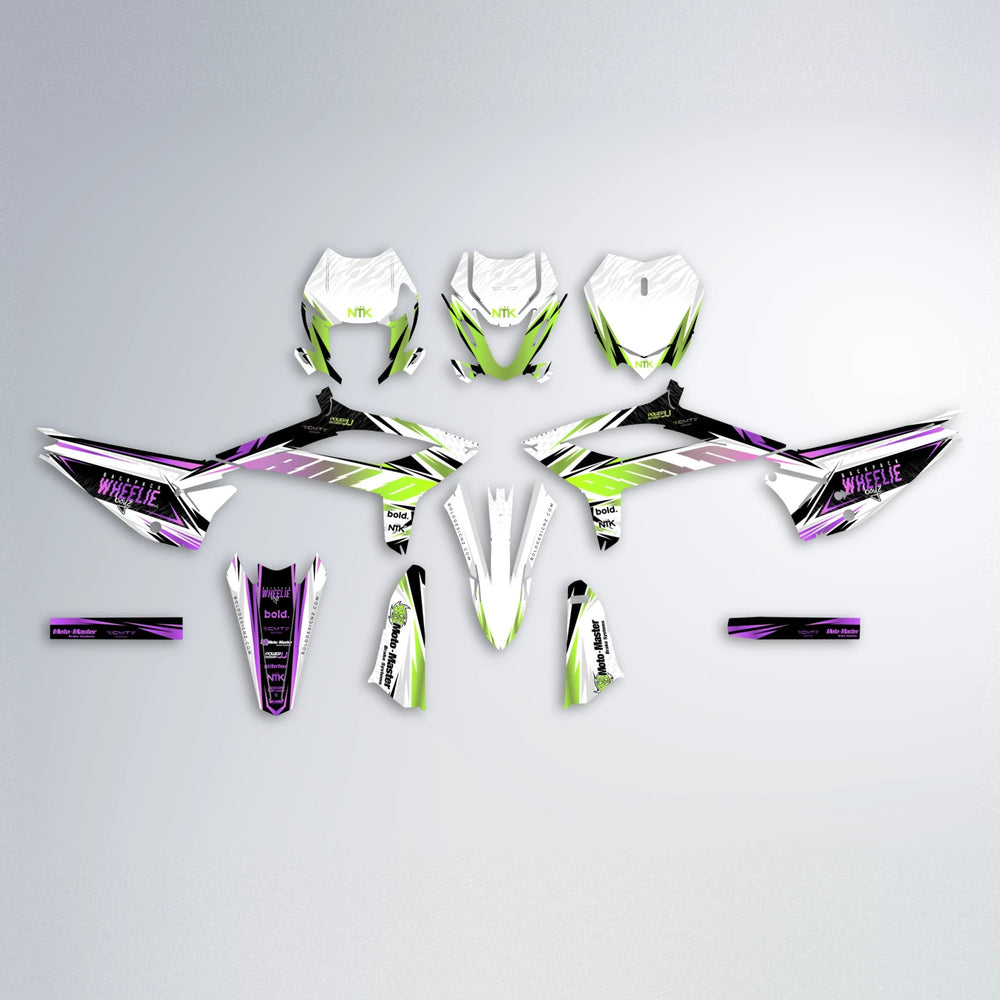 NTK V4 Beta graphics kit parts layout in Purple & Yellow