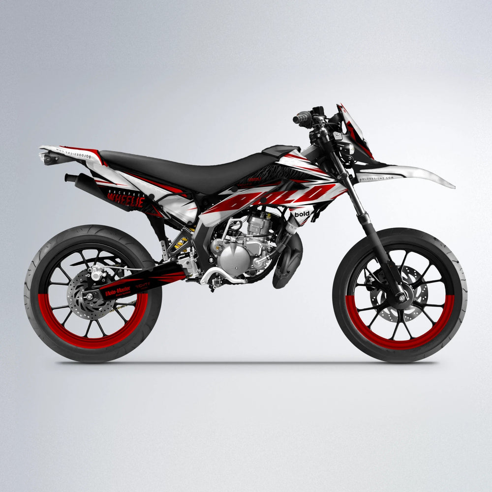 NTK V4 Derbi Senda supermoto graphics kit in Custom Colour