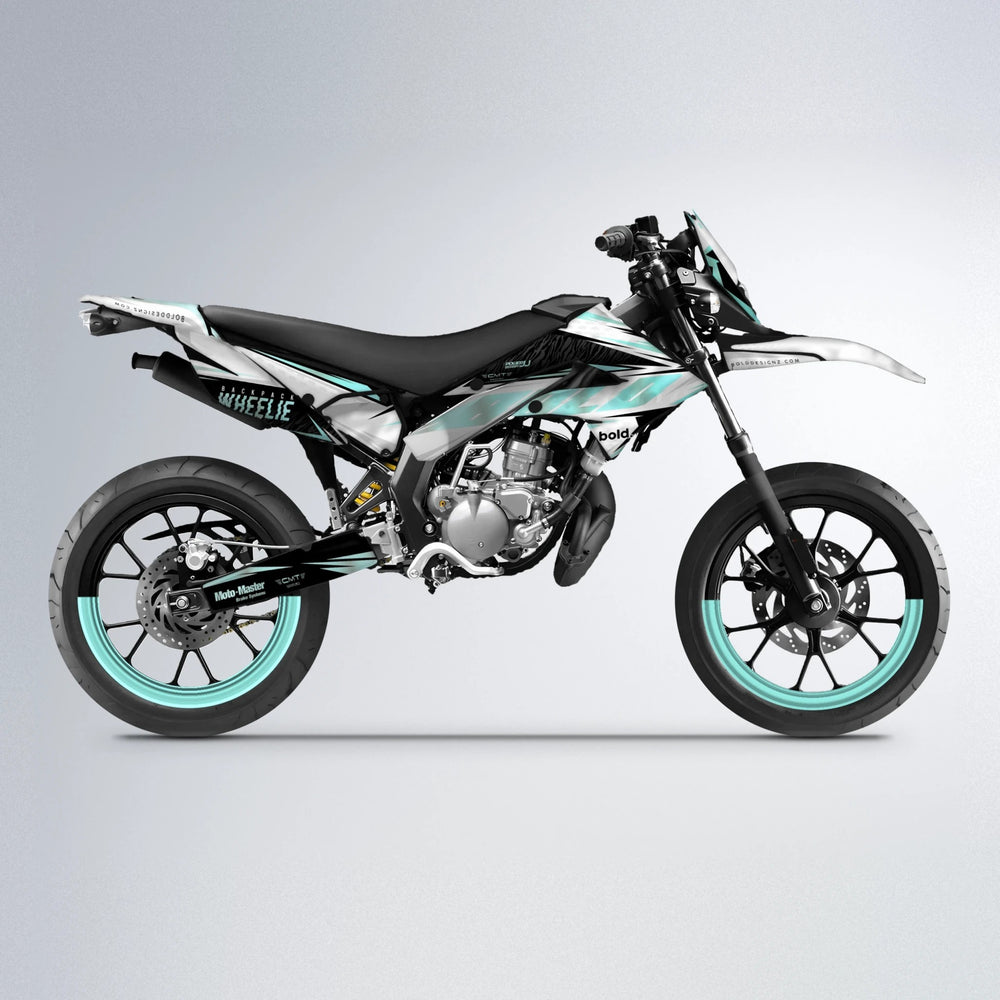 NTK V4 Derbi Senda supermoto graphics kit in Mint