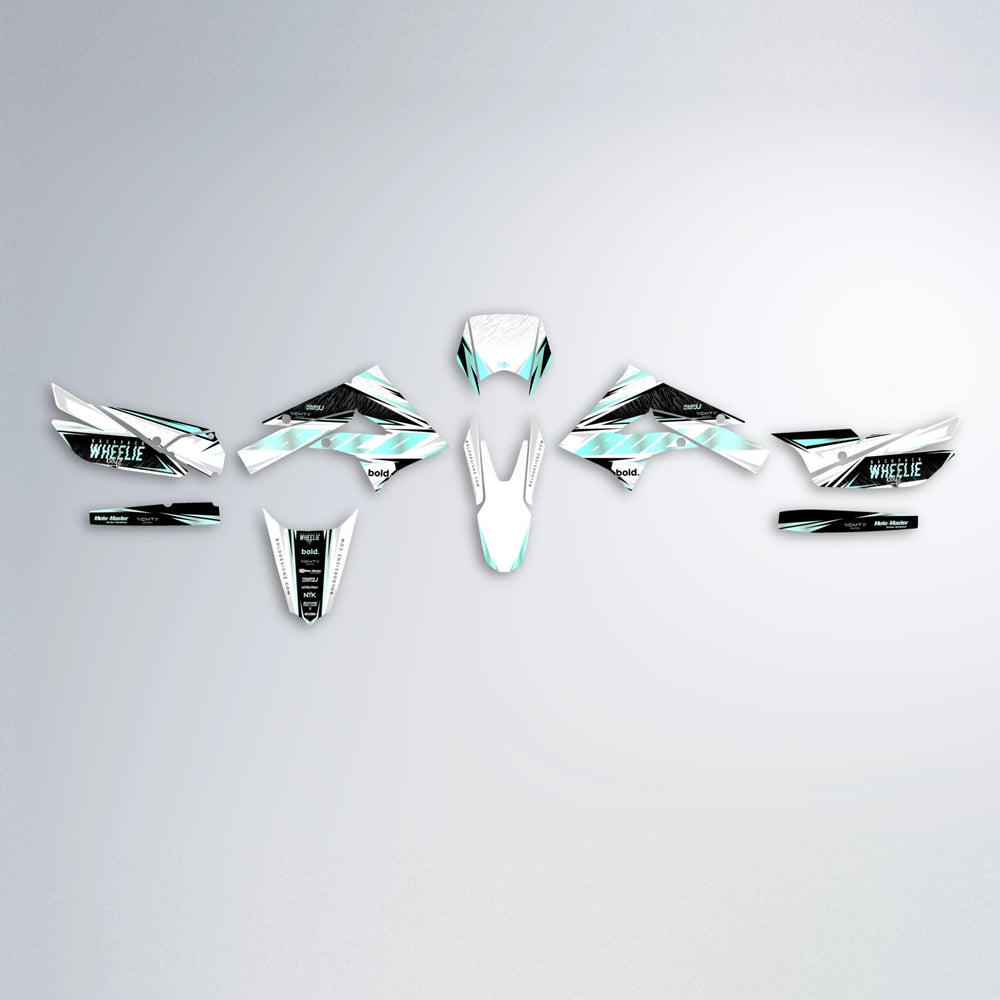 NTK V4 Derbi Senda graphics kit parts layout in Mint