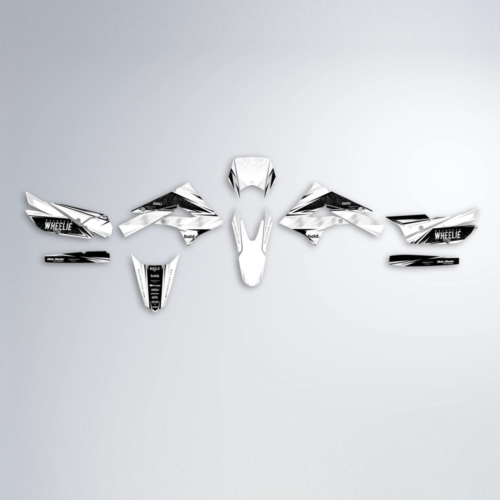 NTK V4 Derbi Senda graphics kit parts layout in White