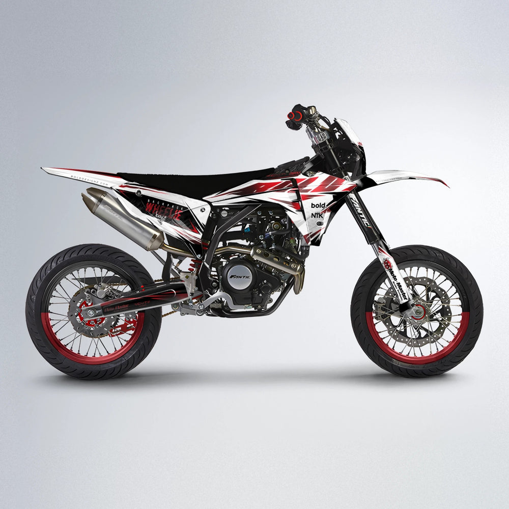 NTK V4 Fantic supermoto graphics kit in Black & Red