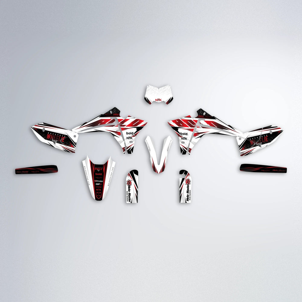 NTK V4 Fantic graphics kit parts layout in Black & Red