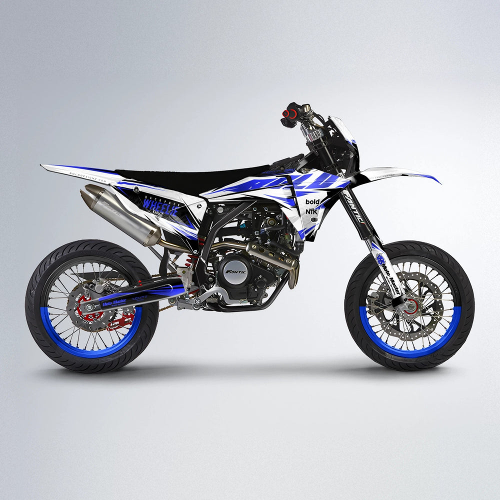 NTK V4 Fantic supermoto graphics kit in Blue