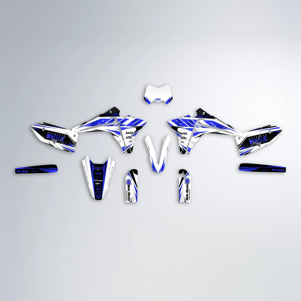 NTK V4 Fantic graphics kit parts layout in Blue