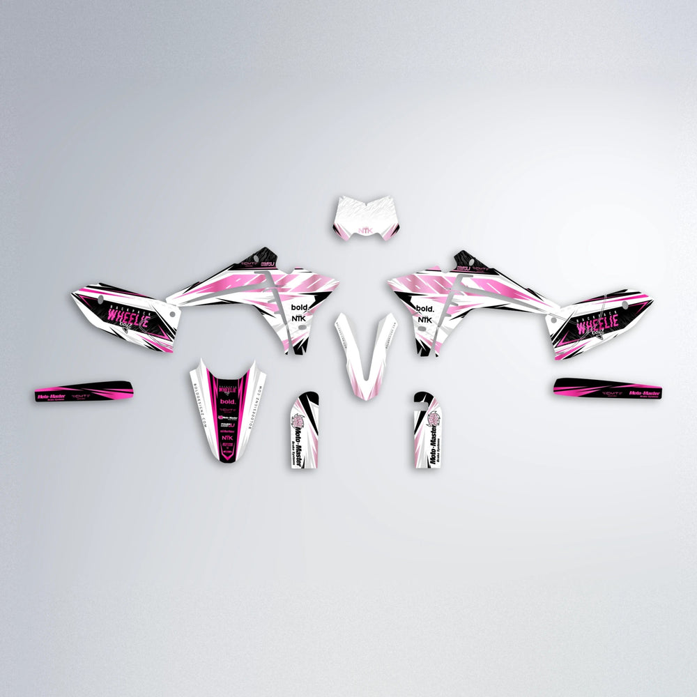 NTK V4 Fantic graphics kit parts layout in Flamingo