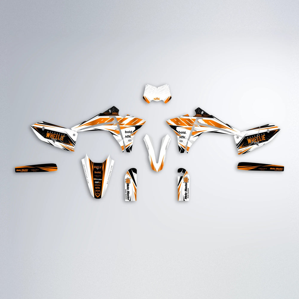 NTK V4 Fantic graphics kit parts layout in Orange