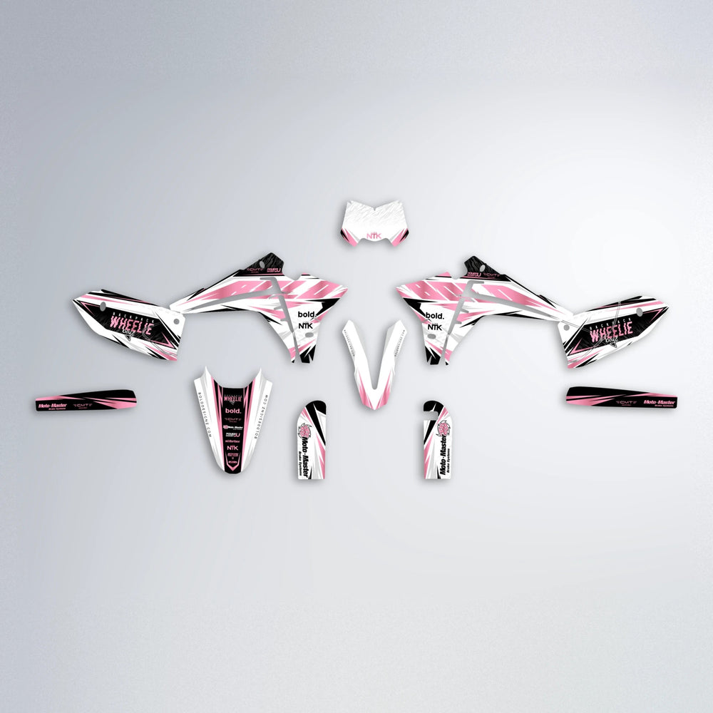 NTK V4 Fantic graphics kit parts layout in Sakura Pink