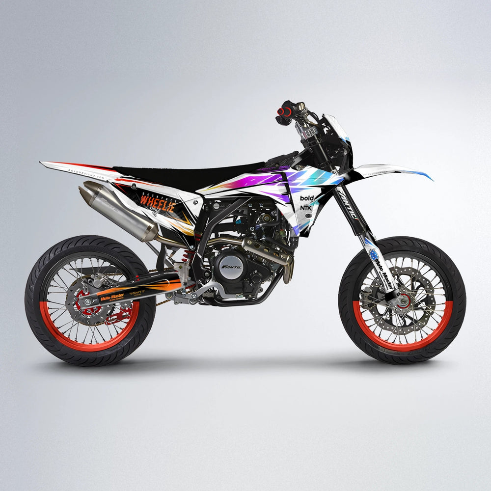 NTK V4 Fantic supermoto graphics kit in Sunset Fade
