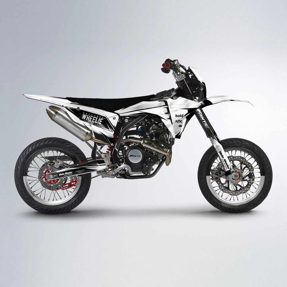 NTK V4 Fantic supermoto graphics kit in White