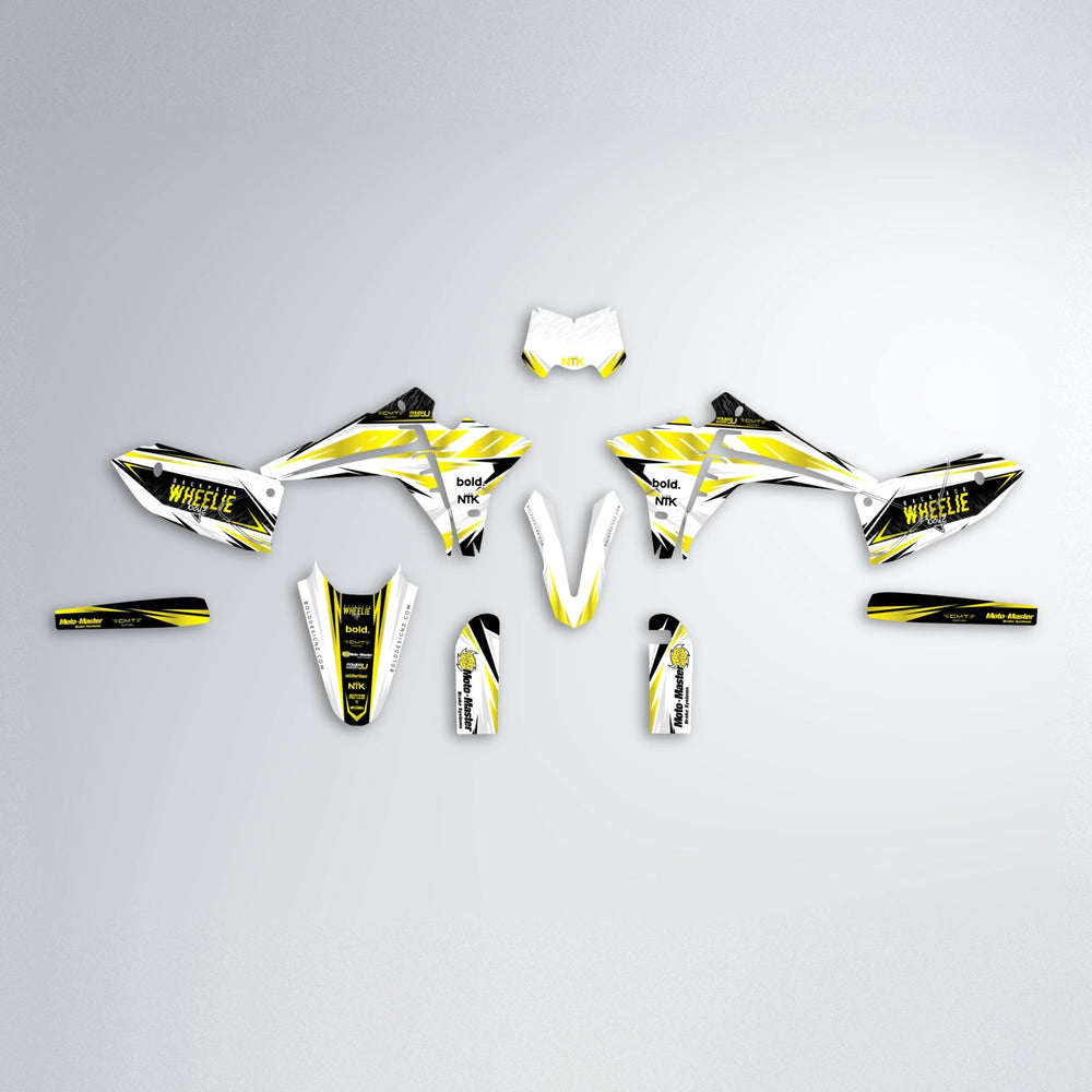 NTK V4 Fantic graphics kit parts layout in Yellow