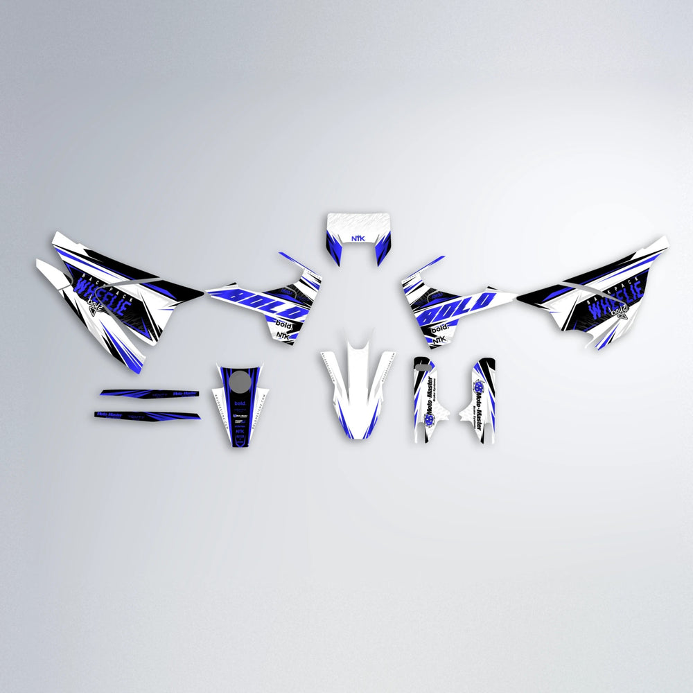 NTK V4 Husqvarna 701 graphics kit parts layout in Blue