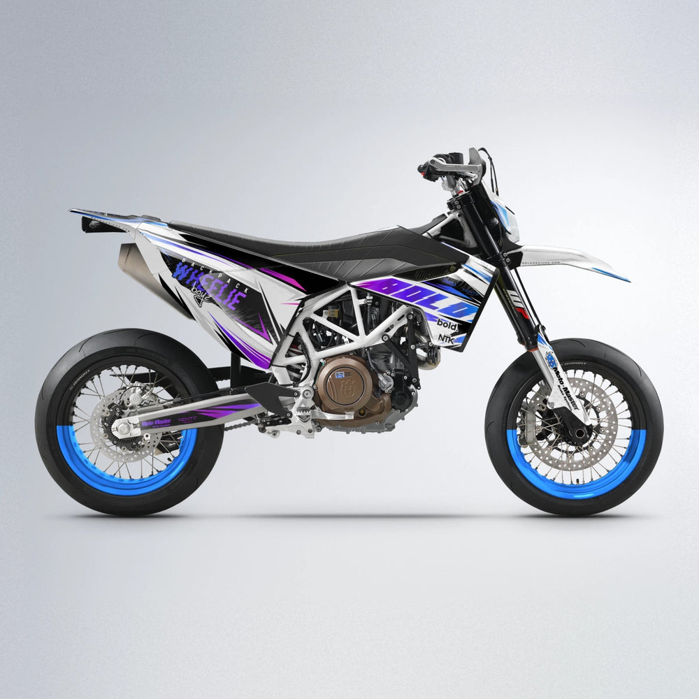 NTK V4 Husqvarna 701 supermoto graphics kit in Blue Purple Fade
