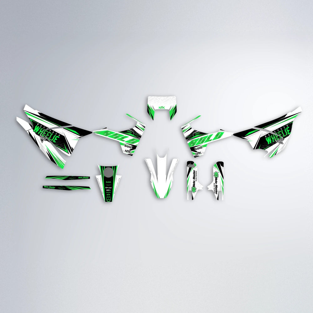 NTK V4 Husqvarna 701 graphics kit parts layout in Green