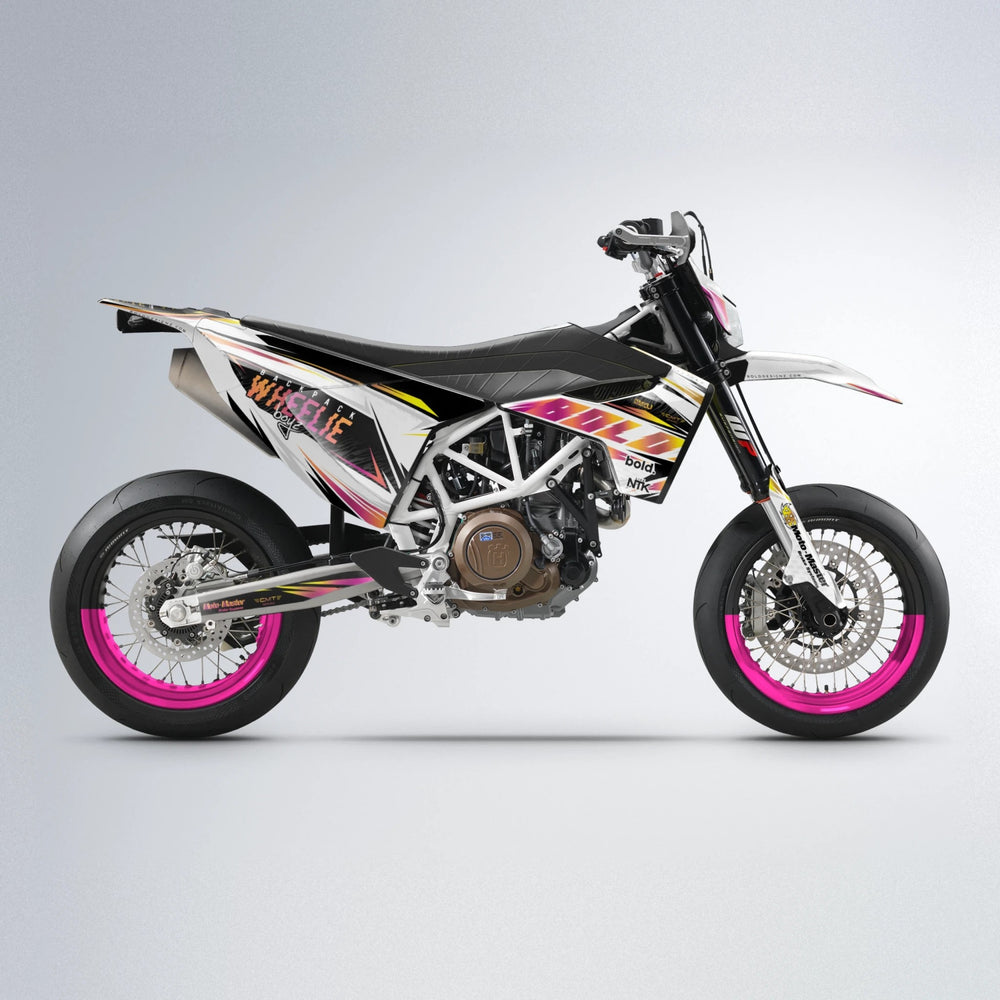 NTK V4 Husqvarna 701 supermoto graphics kit in Pink & Yellow