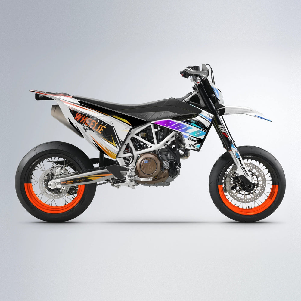 NTK V4 Husqvarna 701 supermoto graphics kit in Sunset Fade