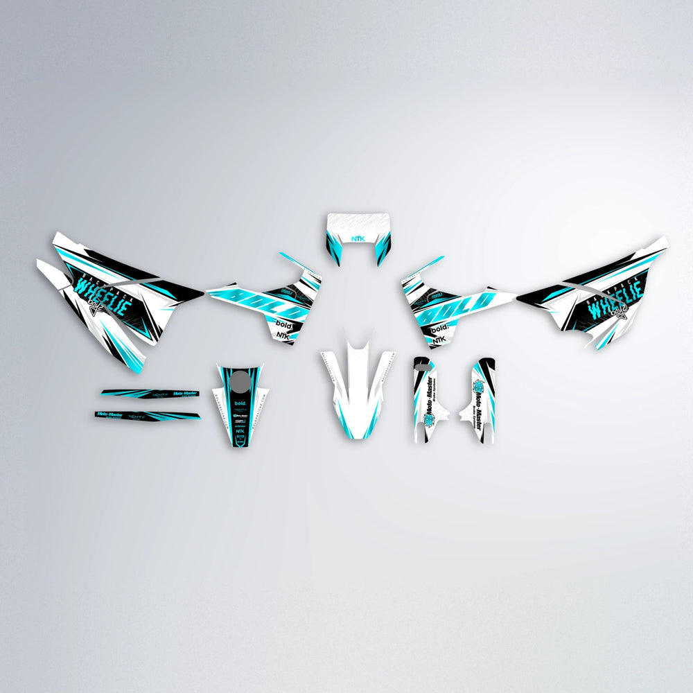NTK V4 Husqvarna 701 graphics kit parts layout in Teal
