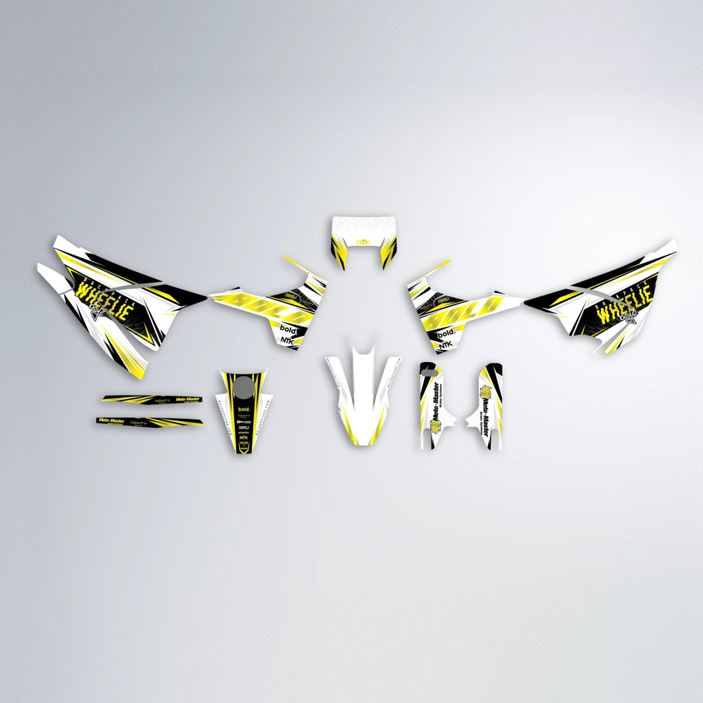 NTK V4 Husqvarna 701 graphics kit parts layout in Yellow