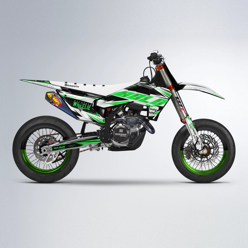 NTK V4 Husqvarna FE/TE supermoto graphics kit in Green