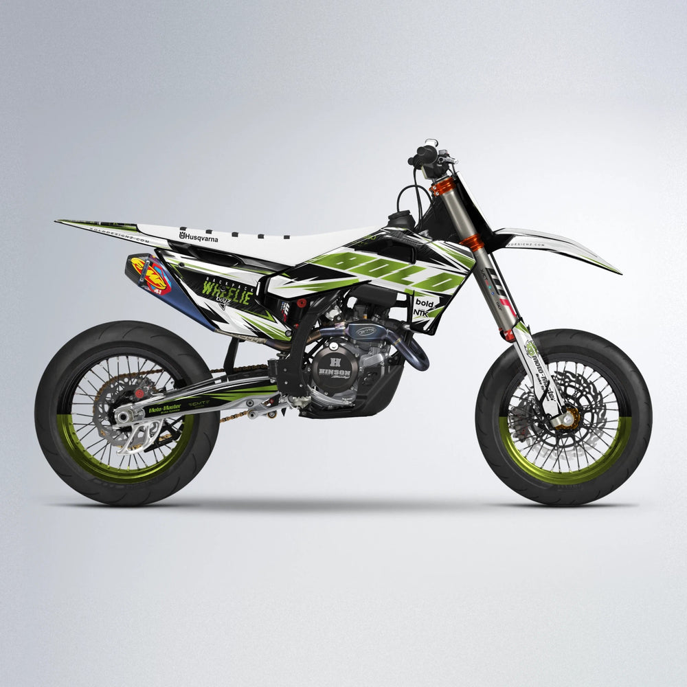 NTK V4 Husqvarna FE/TE supermoto graphics kit in Olive