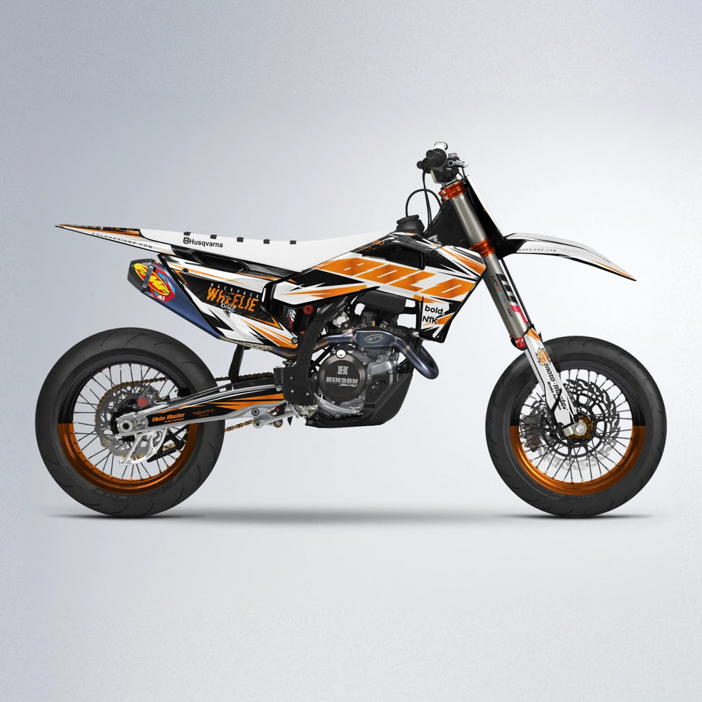 NTK V4 Husqvarna FE/TE supermoto graphics kit in Orange