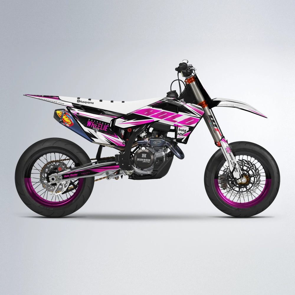 NTK V4 Husqvarna FE/TE supermoto graphics kit in Pink