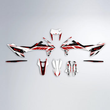 NTK V4 KTM SMC 690 graphics kit parts layout in Red